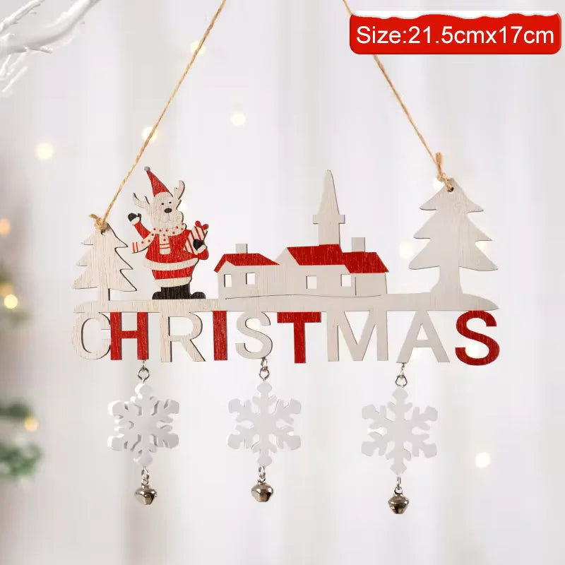Christmas Wooden Decorations Wall Porch Letter Pendant