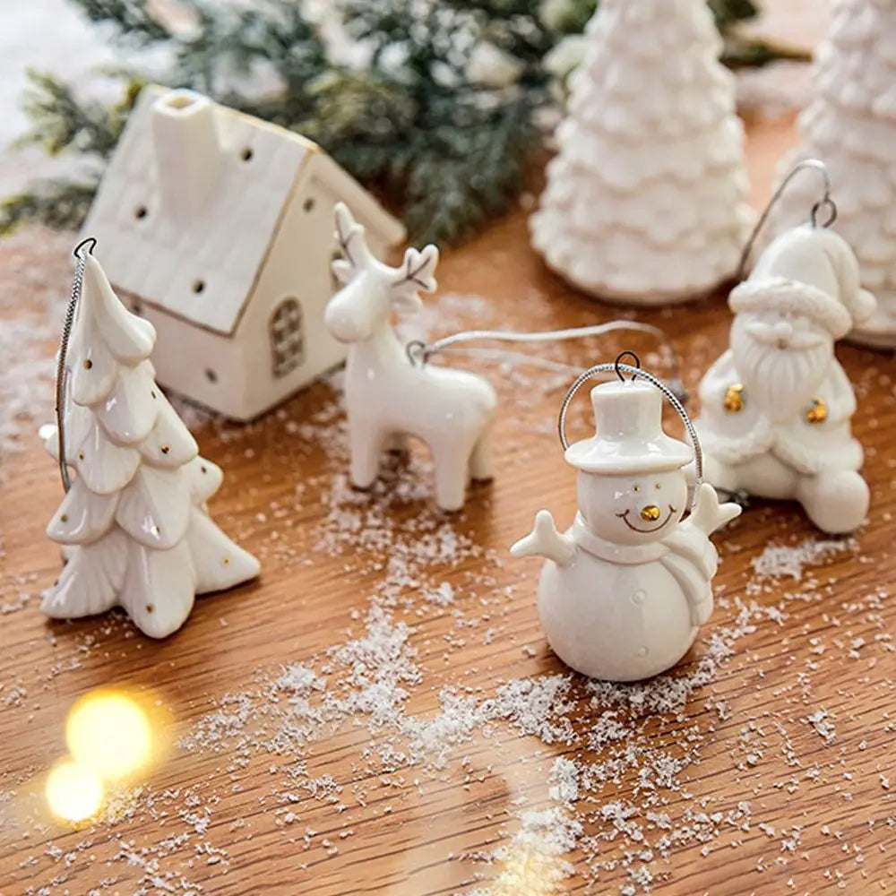 Christmas Ceramic House Pendant  Tree Charms Decoration