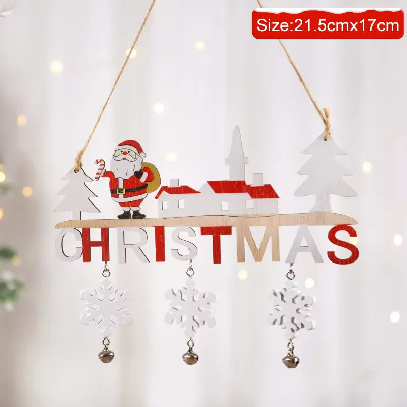 Christmas Wooden Decorations Wall Porch Letter Pendant