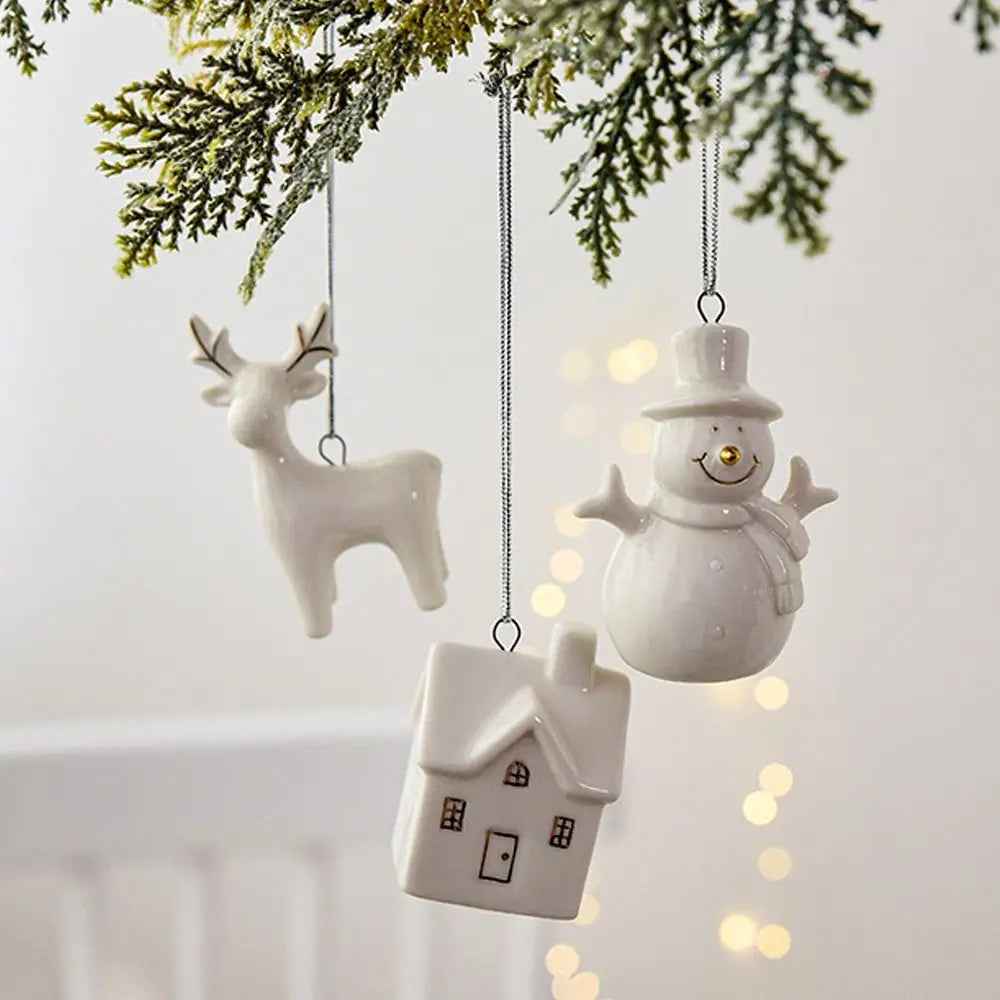Christmas Ceramic House Pendant  Tree Charms Decoration