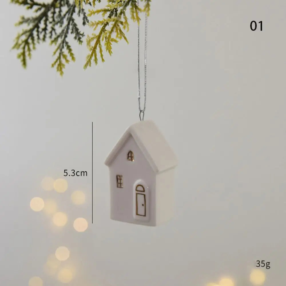 Christmas Ceramic House Pendant  Tree Charms Decoration