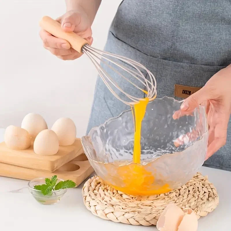 12pcs Set of Multi-color Silicone Wooden Handle Kitchenware Set, Heat-resistant