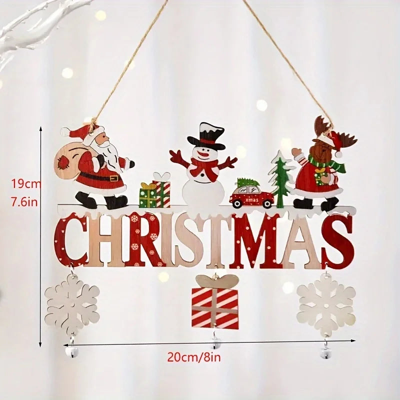 Christmas Wooden Decorations Wall Porch Letter Pendant