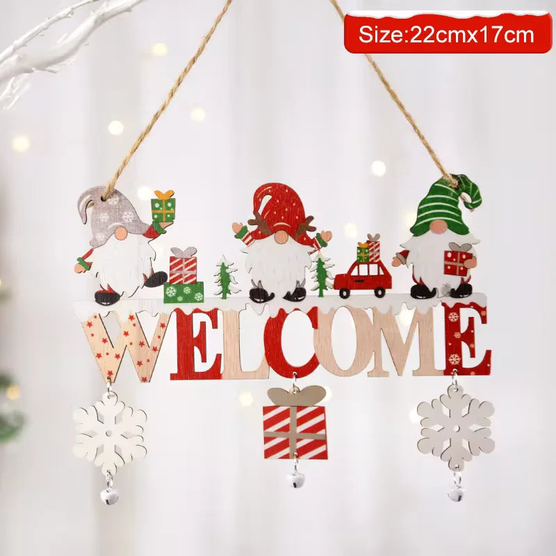 Christmas Wooden Decorations Wall Porch Letter Pendant