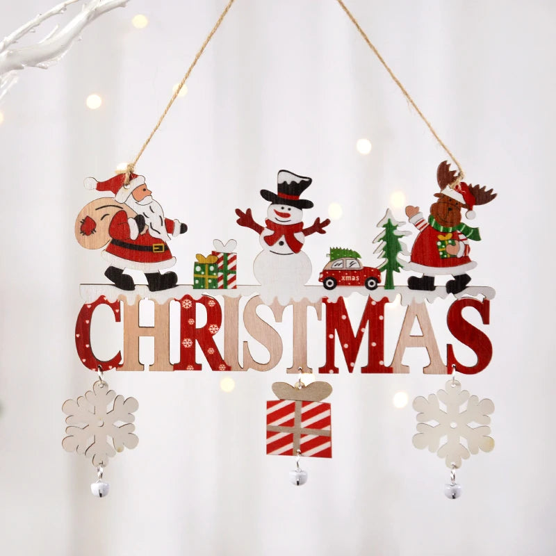 Christmas Wooden Decorations Wall Porch Letter Pendant