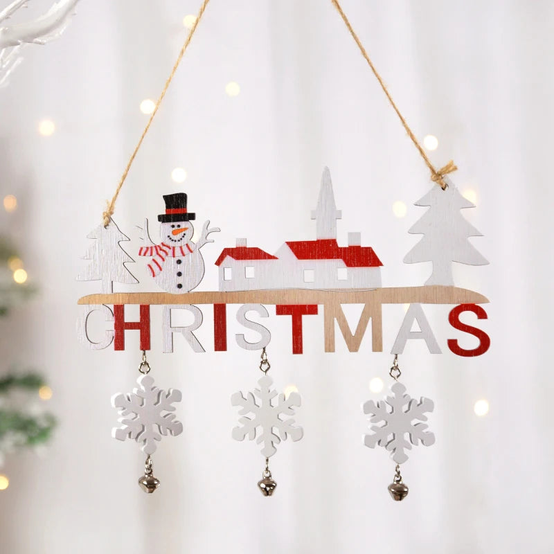 Christmas Wooden Decorations Wall Porch Letter Pendant