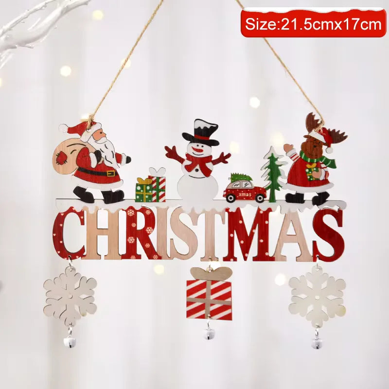 Christmas Wooden Decorations Wall Porch Letter Pendant