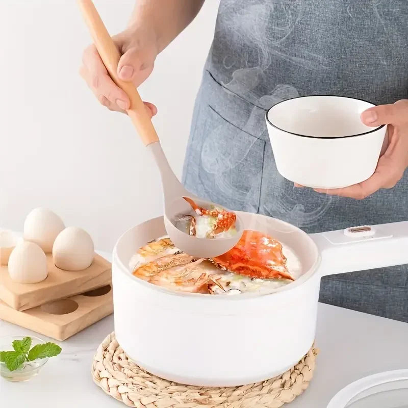 12pcs Set of Multi-color Silicone Wooden Handle Kitchenware Set, Heat-resistant