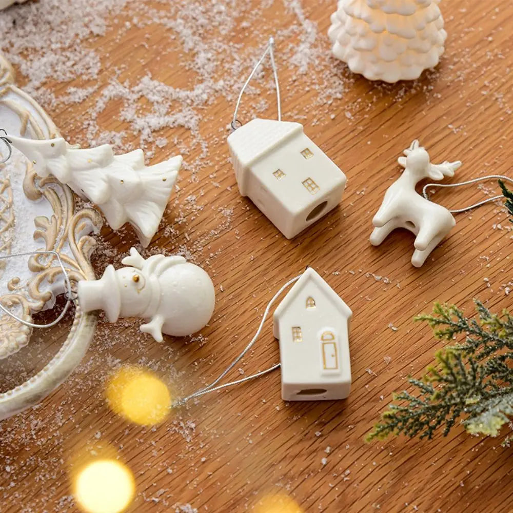 Christmas Ceramic House Pendant  Tree Charms Decoration