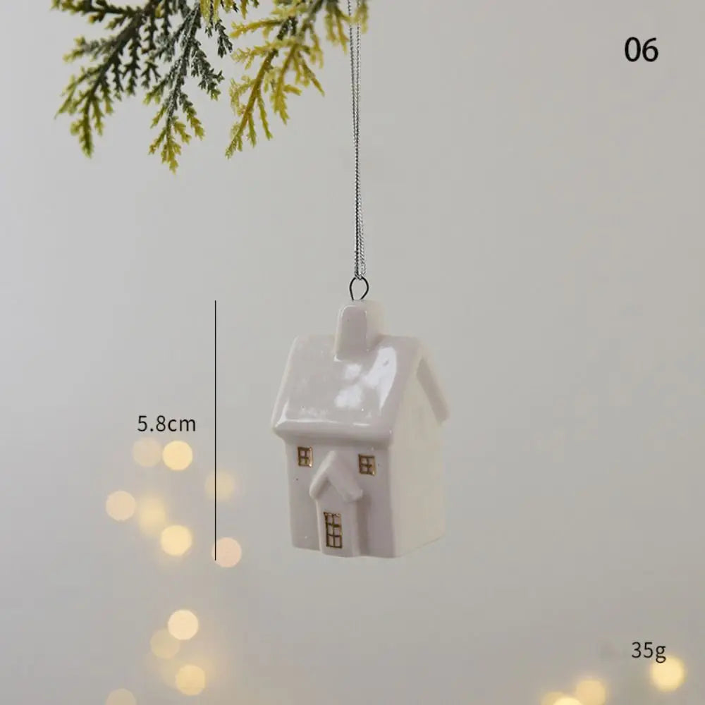 Christmas Ceramic House Pendant  Tree Charms Decoration