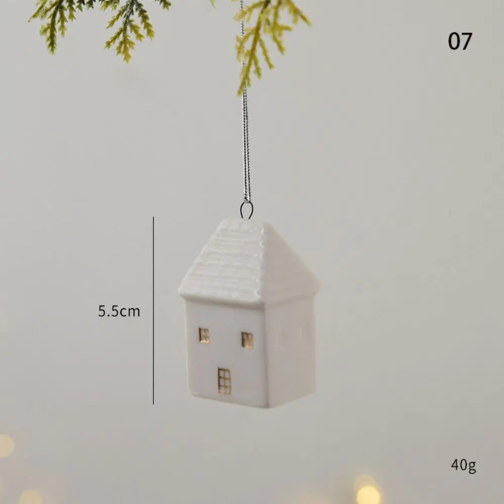 Christmas Ceramic House Pendant  Tree Charms Decoration