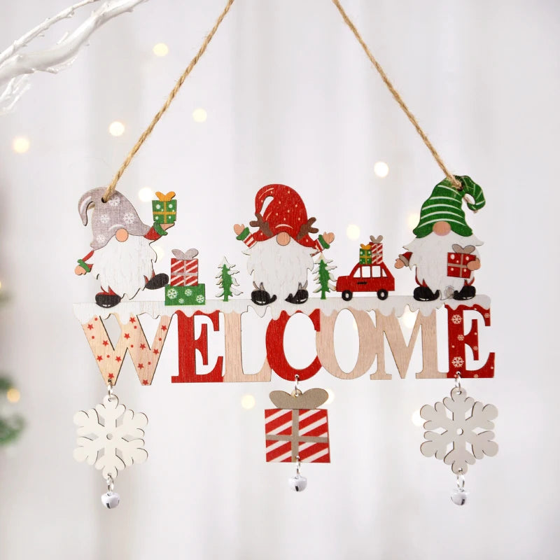 Christmas Wooden Decorations Wall Porch Letter Pendant