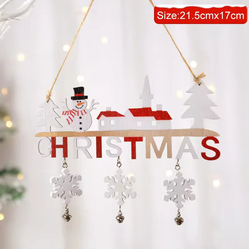 Christmas Wooden Decorations Wall Porch Letter Pendant