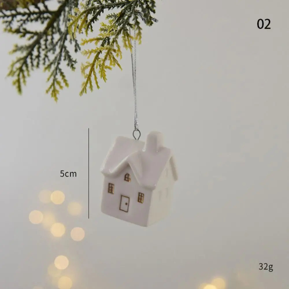 Christmas Ceramic House Pendant  Tree Charms Decoration