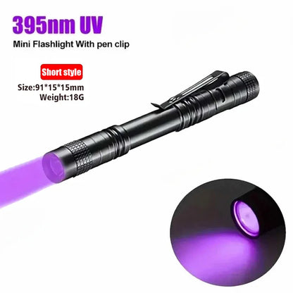 UV Flashlight 395nm Ultraviolet Torch With Pen Clip
