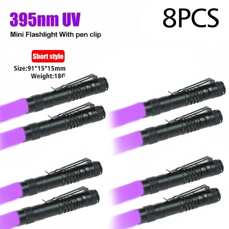UV Flashlight 395nm Ultraviolet Torch With Pen Clip