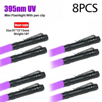 UV Flashlight 395nm Ultraviolet Torch With Pen Clip