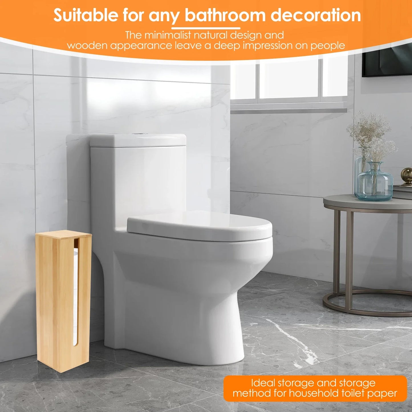 Bathroom Tissue Rack Wooden Toilet Paper  Storage