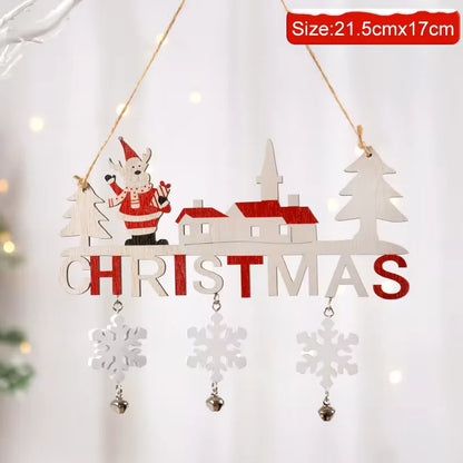 Christmas Wooden Decorations Wall Porch Letter Pendant