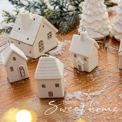 Christmas Ceramic House Pendant  Tree Charms Decoration