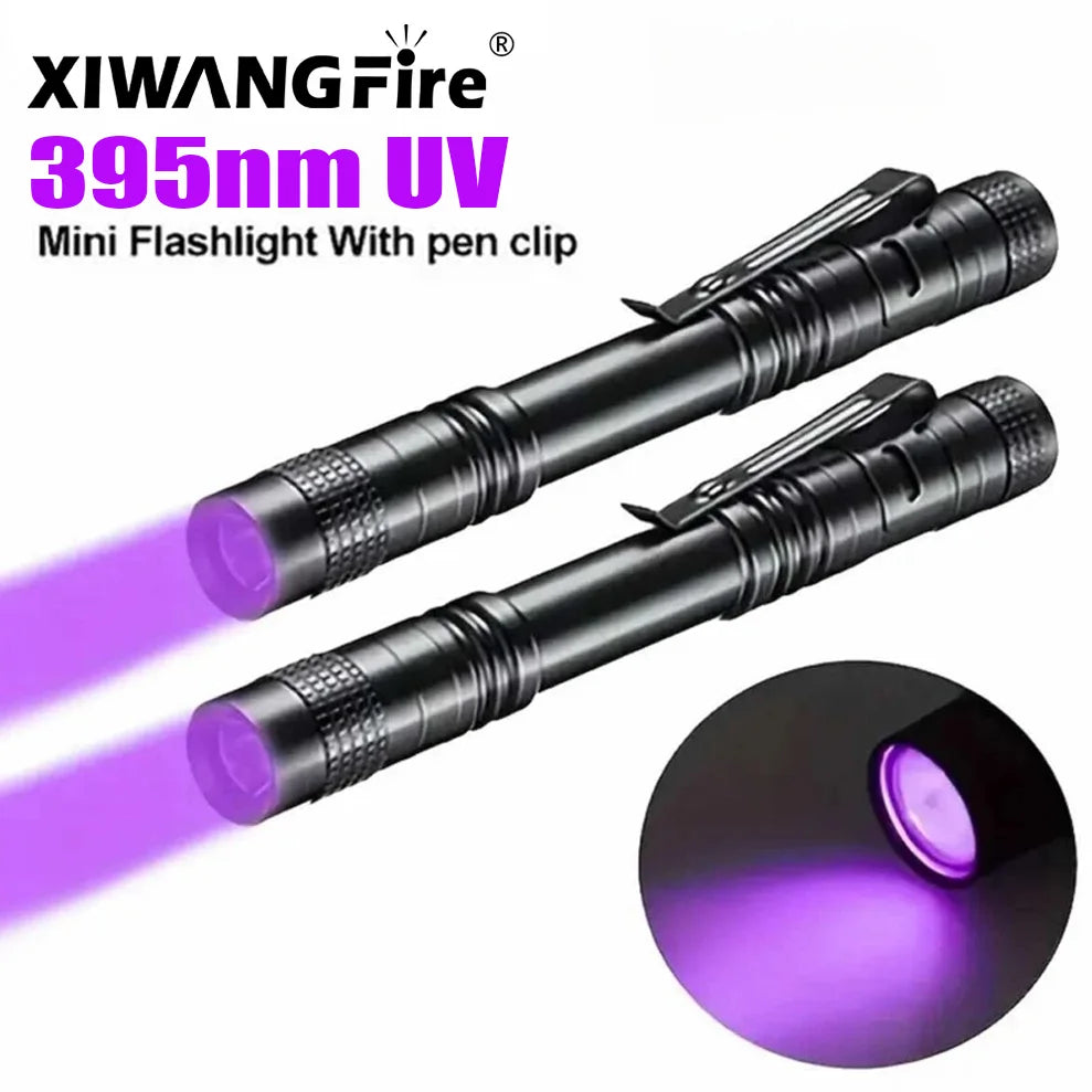 UV Flashlight 395nm Ultraviolet Torch With Pen Clip