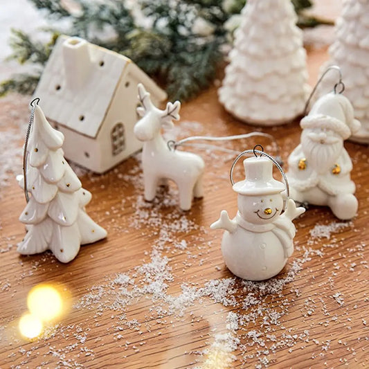 Christmas Ceramic House Pendant  Tree Charms Decoration