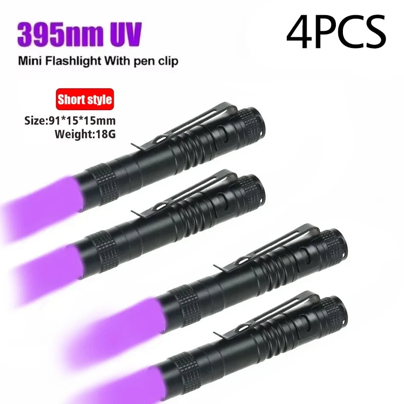 UV Flashlight 395nm Ultraviolet Torch With Pen Clip
