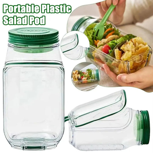 Portable Salad Container With a Side-Opening Lid