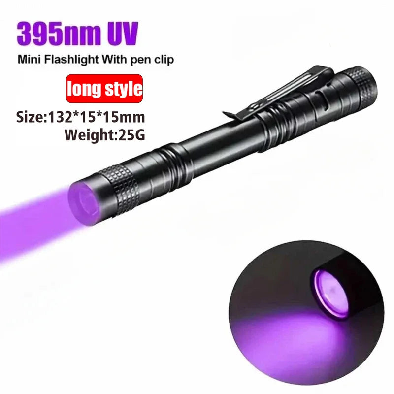 UV Flashlight 395nm Ultraviolet Torch With Pen Clip