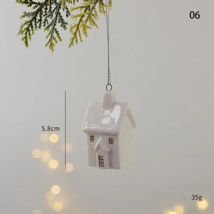 Christmas Ceramic House Pendant  Tree Charms Decoration