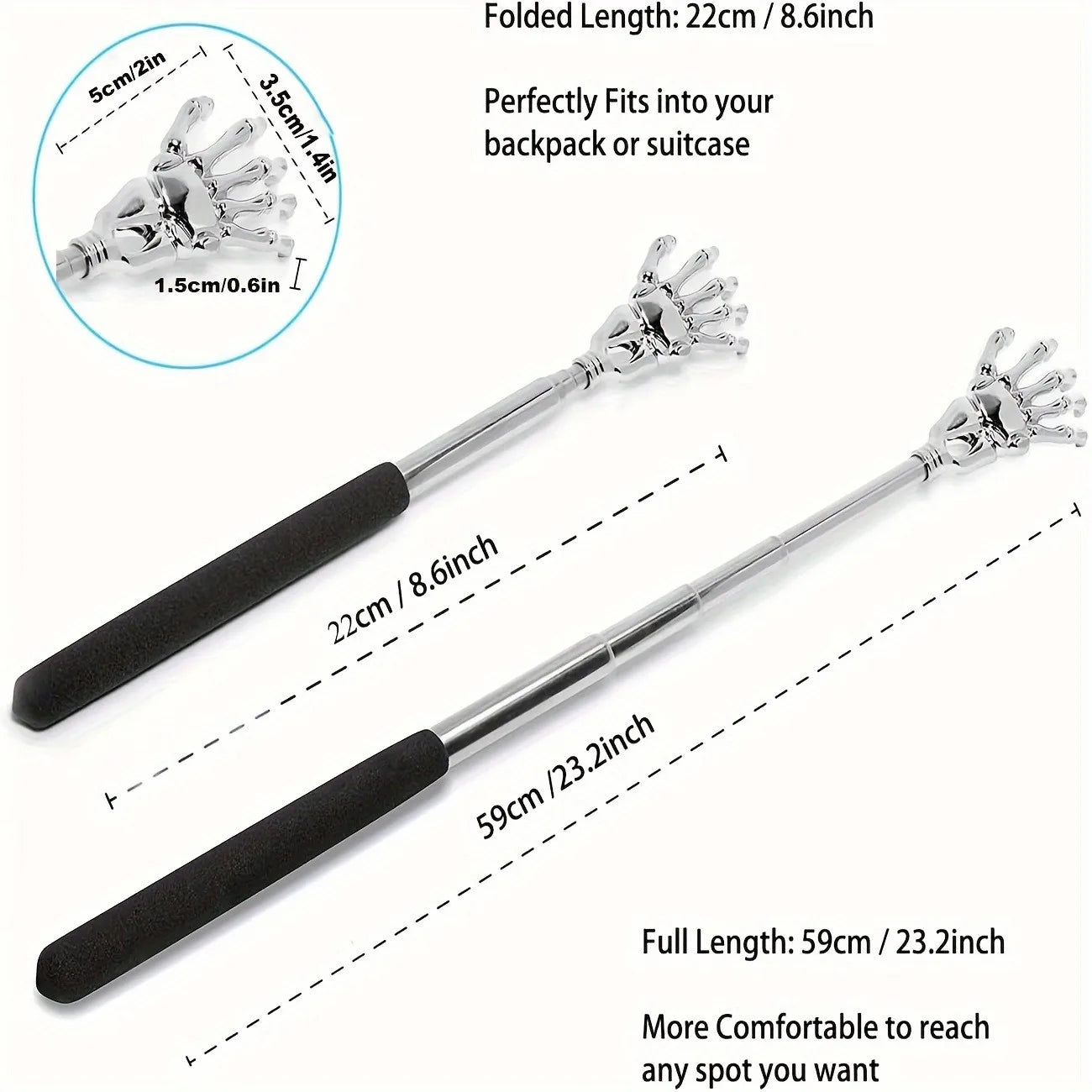 Portable Extendable Back Scratcher Stainless Steel