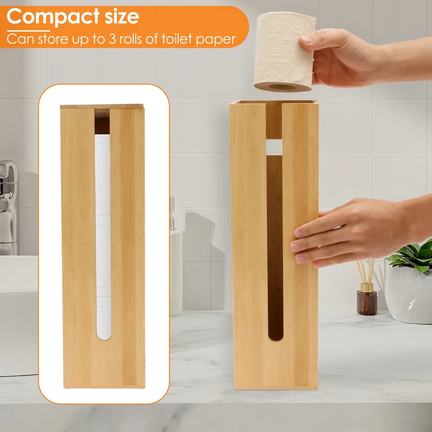 Bathroom Tissue Rack Wooden Toilet Paper  Storage