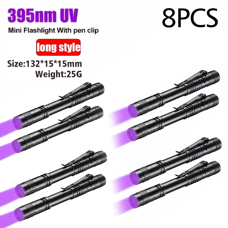 UV Flashlight 395nm Ultraviolet Torch With Pen Clip