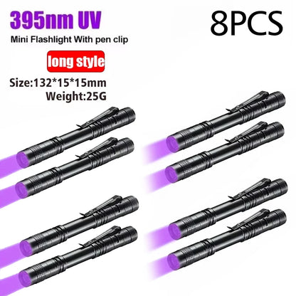 UV Flashlight 395nm Ultraviolet Torch With Pen Clip