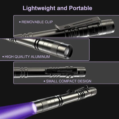 UV Flashlight 395nm Ultraviolet Torch With Pen Clip