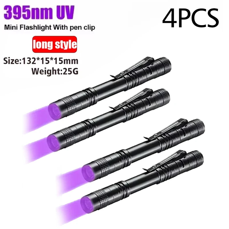 UV Flashlight 395nm Ultraviolet Torch With Pen Clip