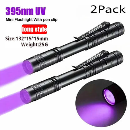 UV Flashlight 395nm Ultraviolet Torch With Pen Clip