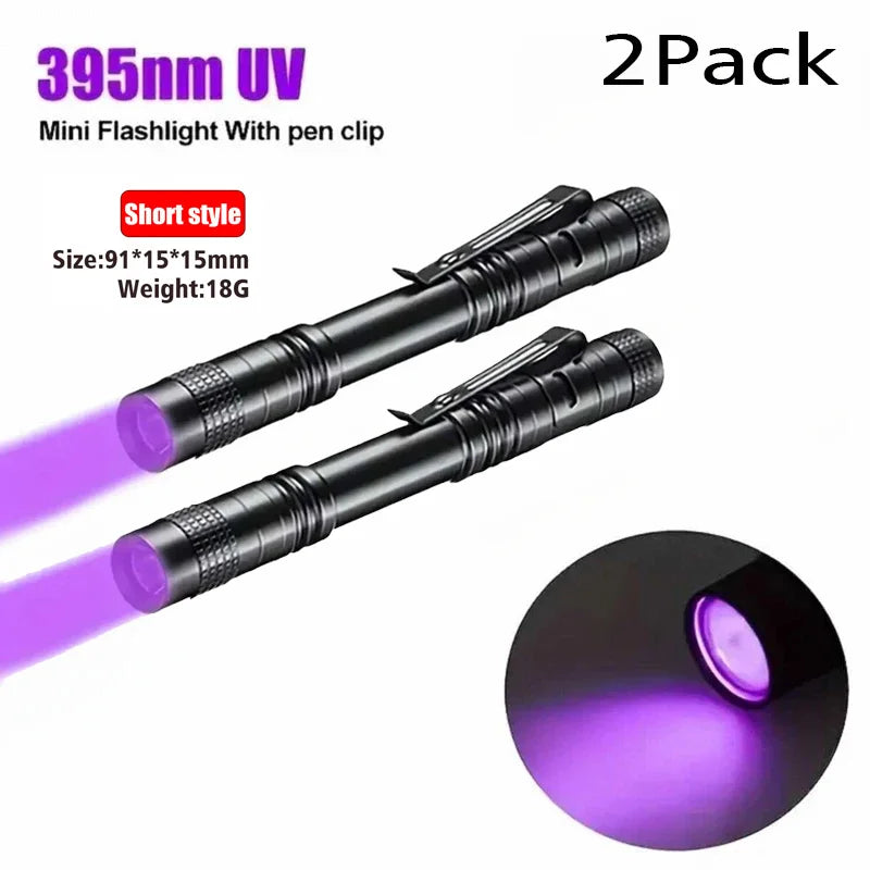 UV Flashlight 395nm Ultraviolet Torch With Pen Clip