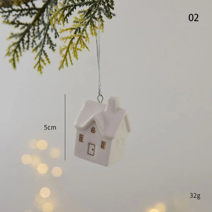 Christmas Ceramic House Pendant  Tree Charms Decoration